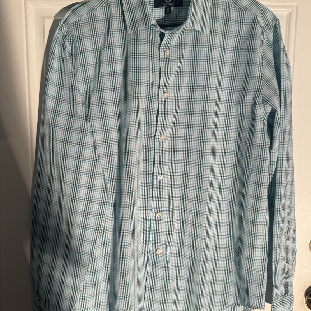 Report Collection Blue Plaid Casual Shirt